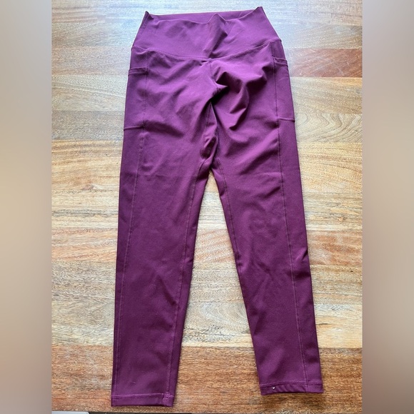 Burgundy Plum High-Waisted Leggings Colorfulkoala - Size L - Like New - Picture 1 of 7